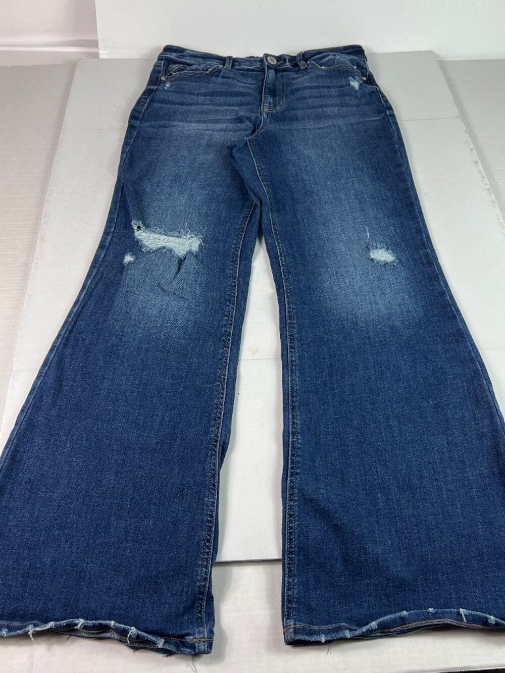Edgely Jeans Women's 32x31* Relaxed High Rise Flare Blue Stretch Denim Tag 12 L